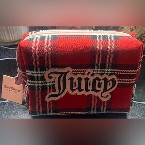 Juicy Couture Red Plaid Cosmetic Bag